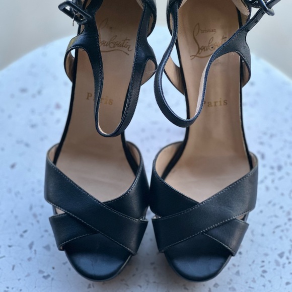 Christian Louboutin Black Leather
Sporting Platform Ankle Strap Sandals - Picture 1 of 5